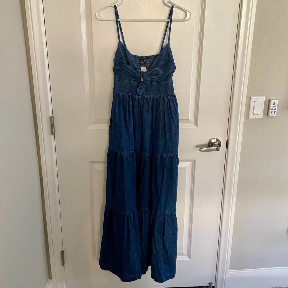 NWT, GAP Blue Denim Long Maxi Dress, XXS
